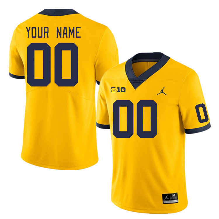 Custom Michigan Wolverines Name And Number College Football Jerseys Stitched Sale-Maize